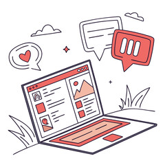 social media monochromatic doodles