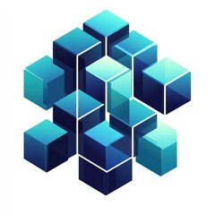 Obraz premium Abstract 3D blue cubes cluster.
