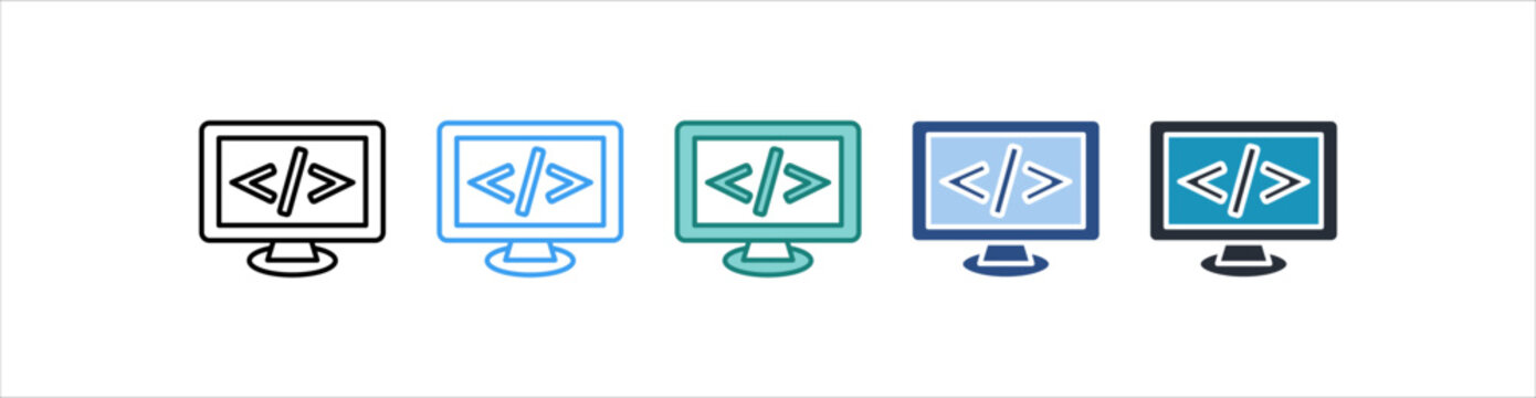Programming Icon Set Multiple Style Collection