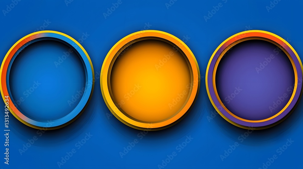 Poster abstract composition of colorful oval shapes arranged creatively on a white background with plenty o