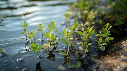 Serene Lakeside Plants: A Breathtaking Display of Nature's Resilience