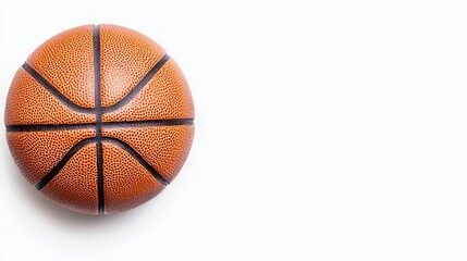 Fototapeta premium A close-up view of a textured orange basketball positioned against a clean white background showcasing its detailed surface and color.