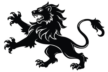 Heraldic rampant lion silhouettes Vector