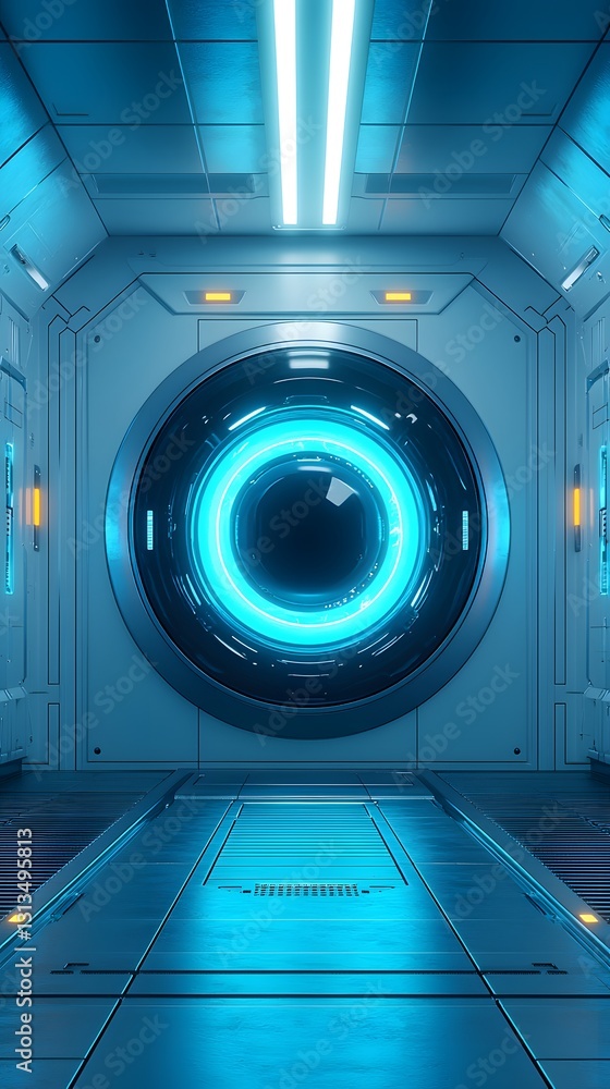 Poster impressive futuristic space station orbiting in space showcasing modern design and technological adv