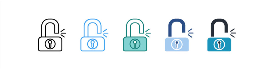 Unlock Icon Set Multiple Style Collection