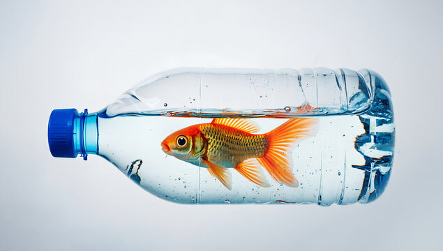 Trapped in Plastic: Fish Confined in a Bottle &ndash; Symbol of Ocean Pollution and Environmental Awareness