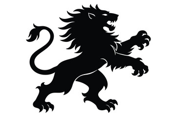 Lion rampant standing isolated coat of arms mascot
