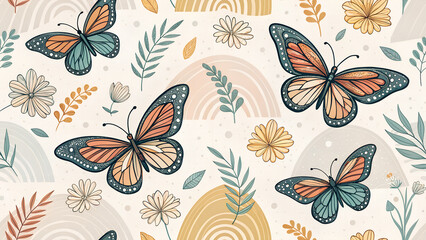 seamless background with butterflies