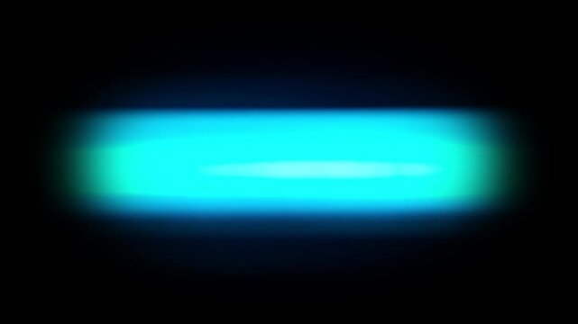 Glowing of blue cold color in oblong shape, flow of energy. Lighting or plasma visual effect, isolated on black background.
