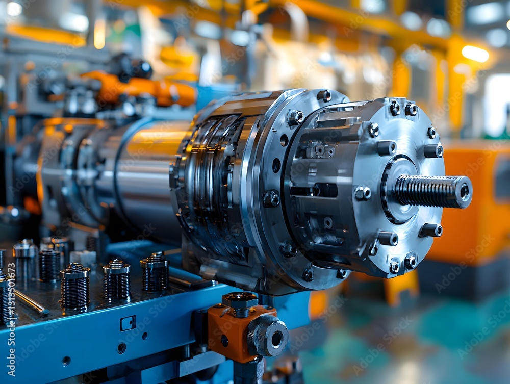 Poster high-precision engineering machine in a factory setting with copy space for industrial and manufactu