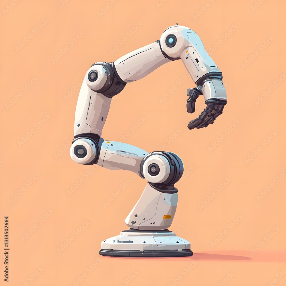 Poster an intricate illustration of a robot with mechanical arms in a futuristic setting depicting advanced