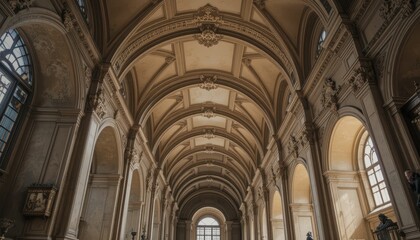 Obraz premium Elegant Archway Interior of Historic Building with Arched Ceiling