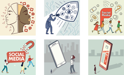 social media monochromatic doodles