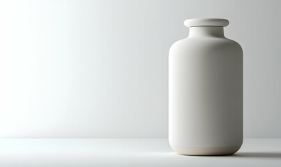 Minimalist White Ceramic Bottle on Simple Background