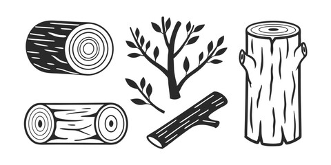 Rustic Wood Log & Lumber Graphic Templates &ndash; Modern Engraved Branch Designs

