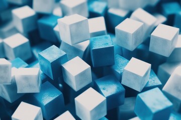 Abstract background of blue and white cubes.