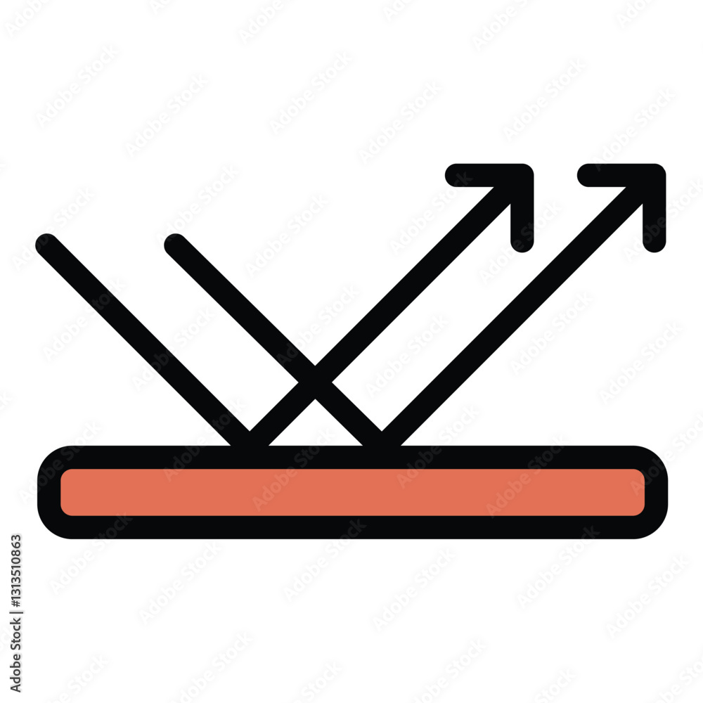 Poster reflection icon in flat line style representing mirror images light physics and self-awareness ideal