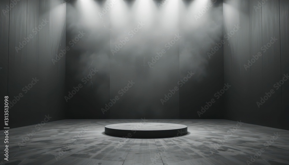 Poster Empty stage with spotlight and fog for performance and presentation