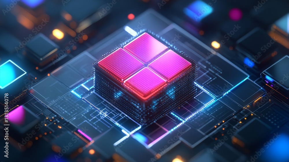 Aufkleber advanced microchip technology with futuristic circuitry design illuminating the potential of future 