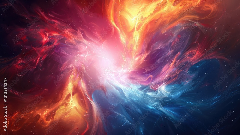 Poster explore a stunning abstract representation of light and energy, featuring vibrant colors and dynamic