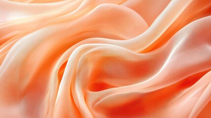 Fototapeta premium Peach silk fabric with soft folds and gradient. Ideal for fashion, beauty, and textile websites, adding a luxurious feel.
