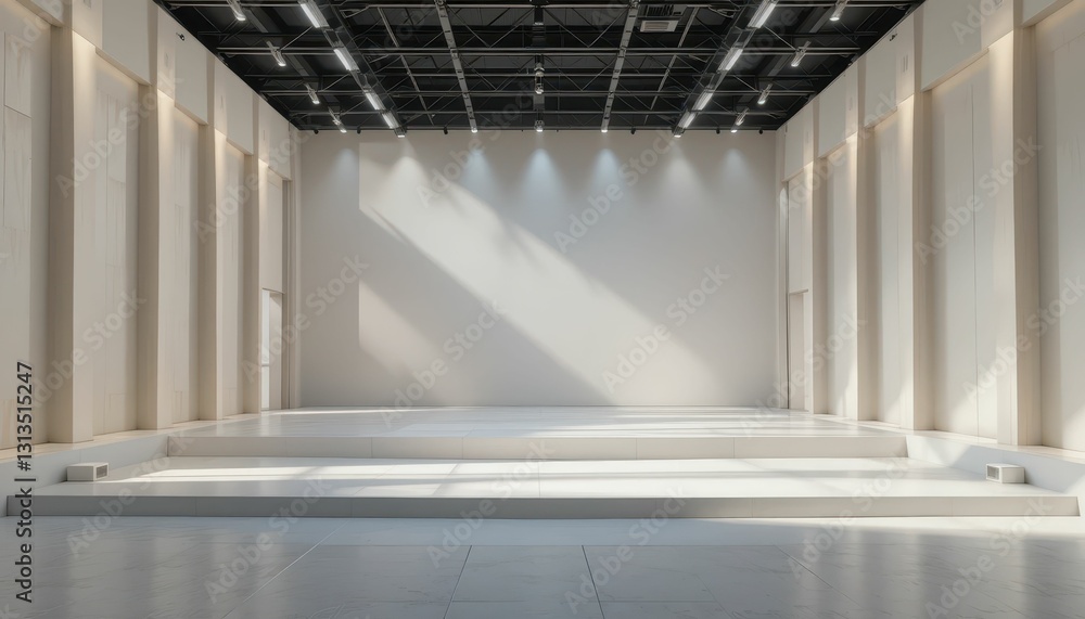 Poster bright and modern empty stage with soft light and minimal design