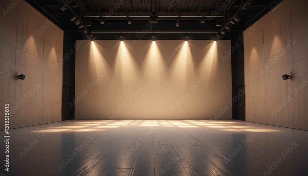Poster empty stage with soft lighting ready for performance and creativity