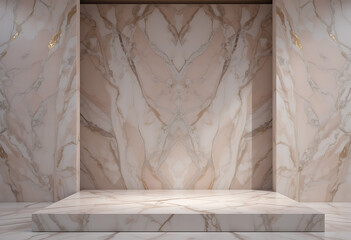 Luxury marble podium with golden veins