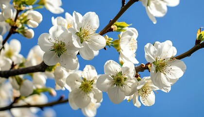 White cherry blossoms in bloom