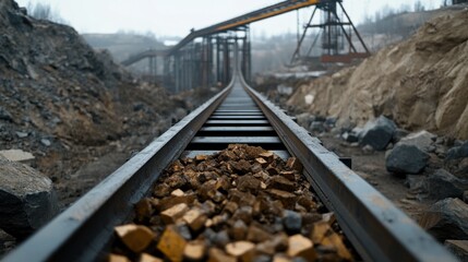 A conveyor belt transporting raw ore to a processing plant