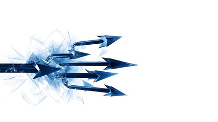Abstract Blue Trident: Digital 3D Render on White Background AI Generated