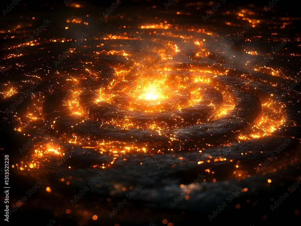 Poster glowing starburst radiating through a complex maze of thought and idea concept