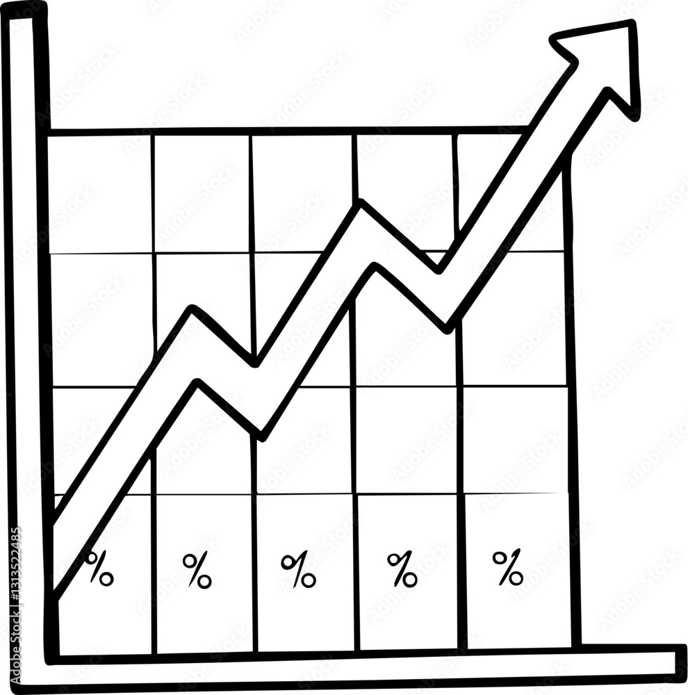 Poster rising graph representing growth and progress in a business context.