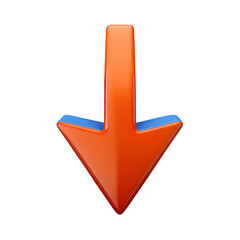 Directional indicator blue downward arrow for design use, isolated on white or transparent background
