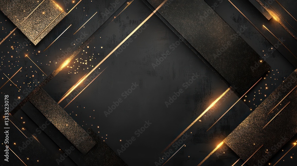 Poster abstract geometric dark background with golden lines and sparks. possible use presentation backdrop,