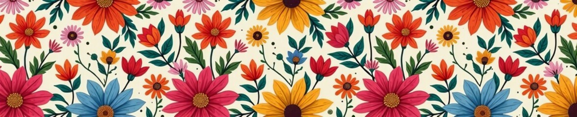 Seamless patchwork pattern background with colorful flowers, perfect for textile designs or wallpapers, wallpaper, colorful