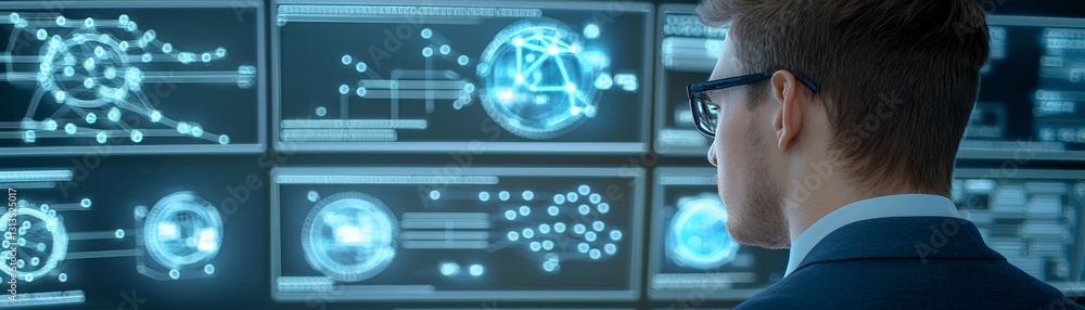 Aufkleber man explores the world of digital information, a captivating visual journey through interactive scre