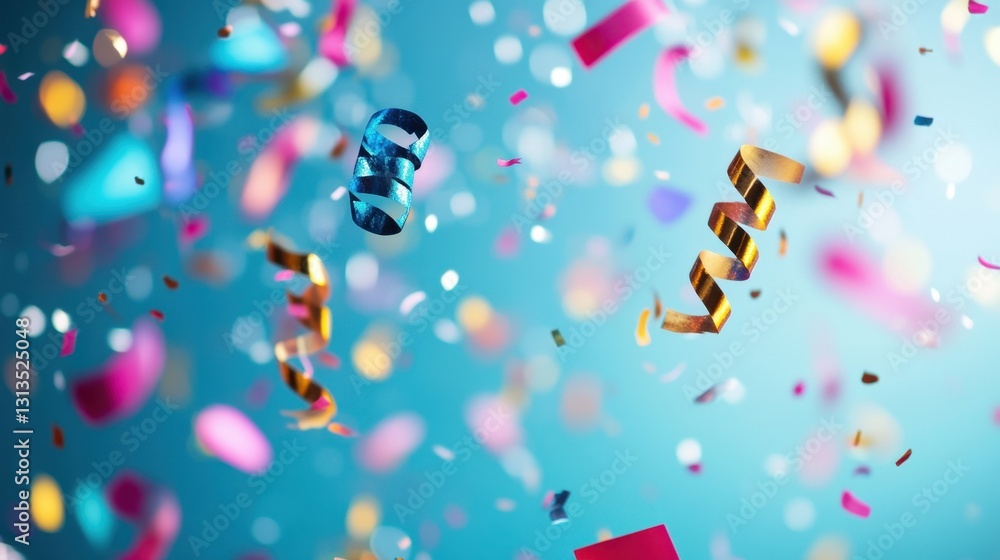 Aufkleber bright and colorful confetti and streamers float joyfully in the air, creating a festive atmosphere 