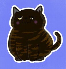 black strip cat illustration with background