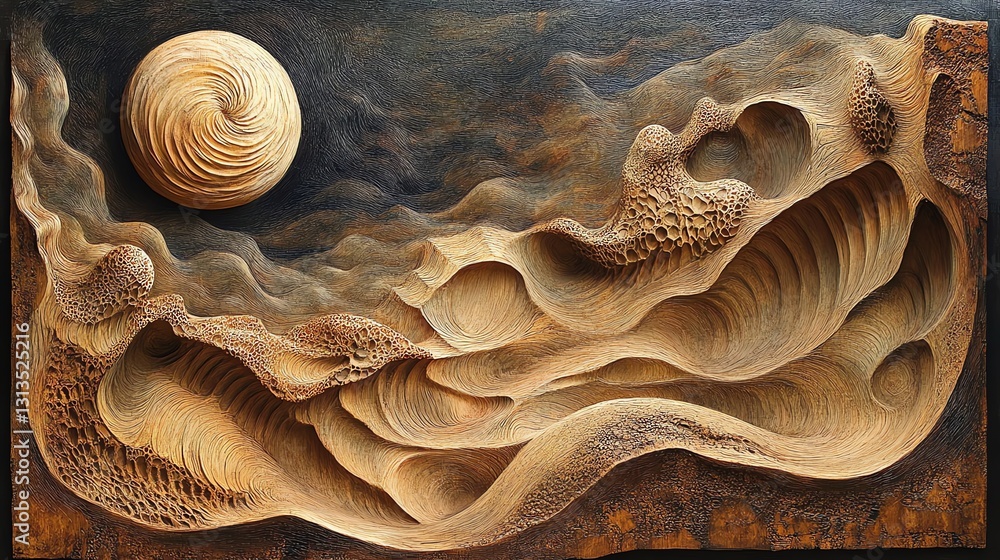 Poster captivating abstract wooden textures creating dynamic waves and shape