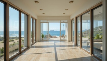 Modern Coastal Living Space with Ocean View and Natural Light