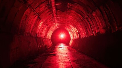 Red tunnel interior, mysterious light
