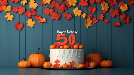 Happy Birthday Celebration Cake with Colorful Decor and Festive Elements in 3D Letters