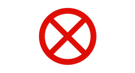 Fototapeta premium Red prohibition cross symbol isolated on white background