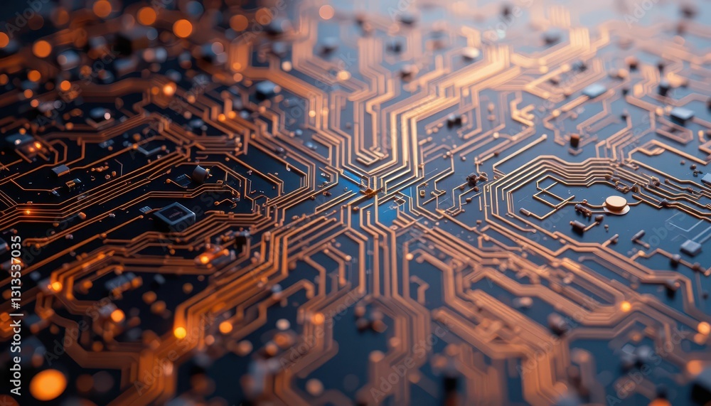 Poster abstract technology background with circuit board patterns and lines