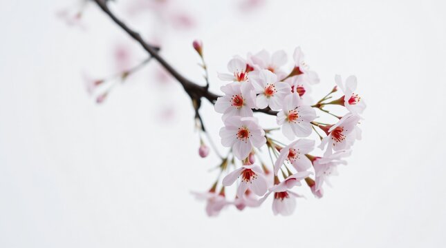 cherry blossom branch, soft pink flowers in full bloom