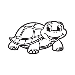 Funny cartoon turtle smiling with a cheerful expression  shell, perfect for kids and animal lovers