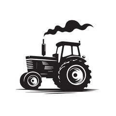  Tractor on white background isolated with farming equipment and machinery