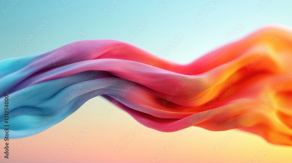 Poster colorful abstract wave design with soft gradients and textures.
