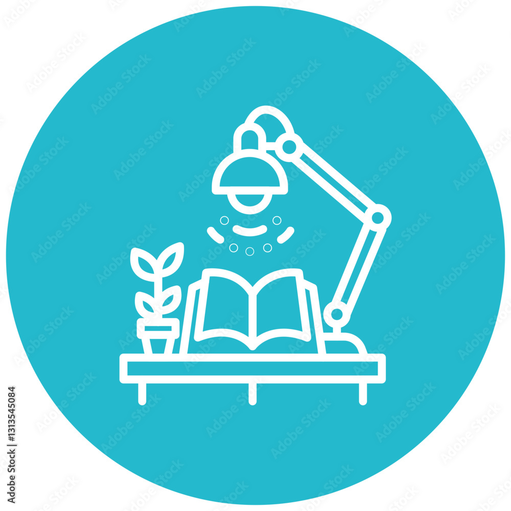 Poster study lamp vector icon
